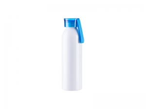 Sublimation Blanks 22oz/650ml Portable Sports Slim Aluminum bottle With Blue Cap(White)