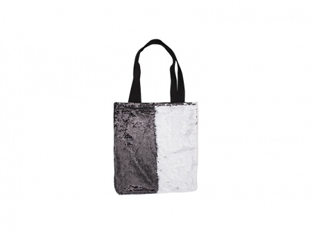 Sublimation Sequin Double Layer Tote Bag (Black/White, 35*38cm)