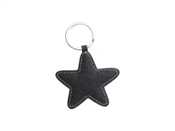 Llavero Cuero PU para grabado a láser (Estrella, Negro)