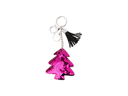 Porta-Chaves árvore de natal Lentejoulas com borda (Magenta)