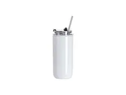 Tumbler Acero Inoxidable 17oz/500ml Flip Tapa de Clic y Pajita (Blanco)