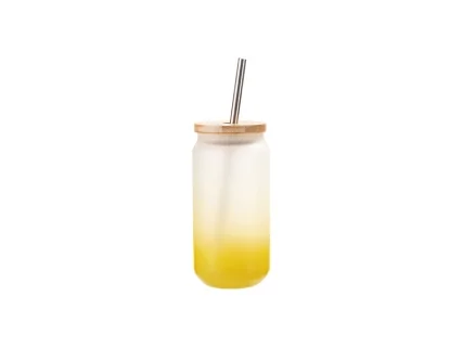 Sublimation Blanks 18oz/550ml Glass Mug Gradient Yellow