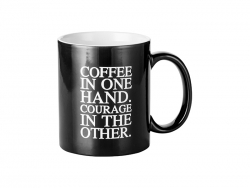 Caneca mágica preta gravada 11oz (Coffee Motto)
