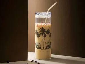 Sublimation Blanks 25oz/750ml Glass Skinny Tumbler with Plastic Lid(Clear)