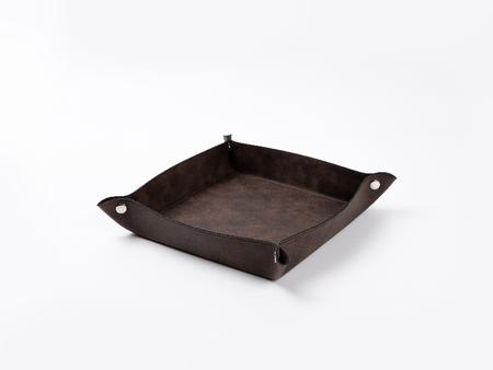 Engraving Leather Tray(Dark Brown/Black, 20*20cm)