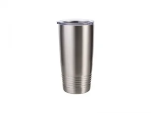 Engraving Blanks 20oz/600ml Powder Coated SS Tumbler with Ringneck (Silver)