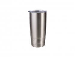 Engraving Blanks 20oz/600ml Powder Coated SS Tumbler with Ringneck (Silver)