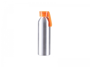 Sublimation Blanks 22oz/650ml Portable Sports Slim Aluminum bottle With Orange Cap(Silver)