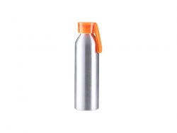 Sublimation Blanks 22oz/650ml Portable Sports Slim Aluminum bottle With Orange Cap(Silver)